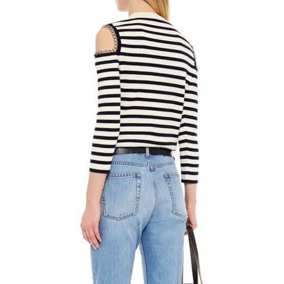 Alexander McQueen Striped Chain Cold-Shoulder Sweater - Picture 4 of 14